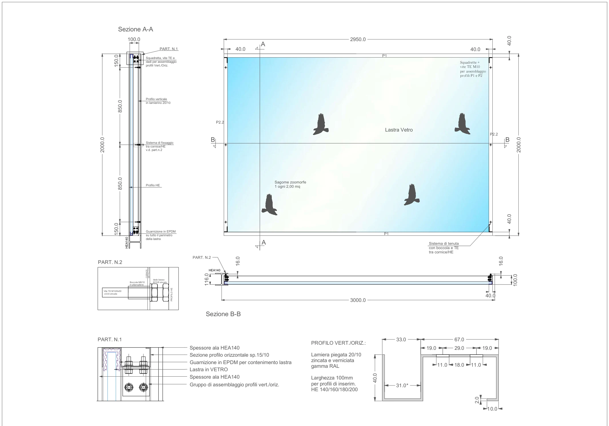 Disegno tecnico GLASSWOOD